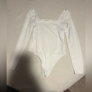 Babaton White Long-Sleeve Square Neck Kids Bodysuit
